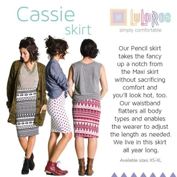 LuLaRoe Cassie Skirt Small Bird Design Pencil Skirt w/ Great Stretch - Picture 6 of 7